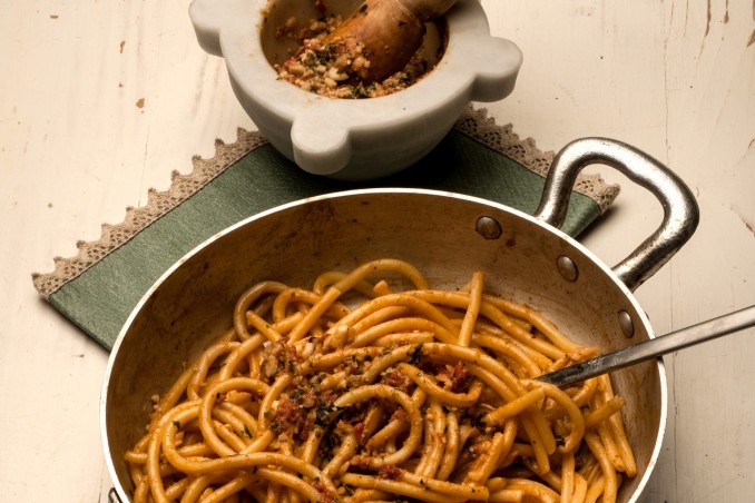 Pasta al pesto trapanese.