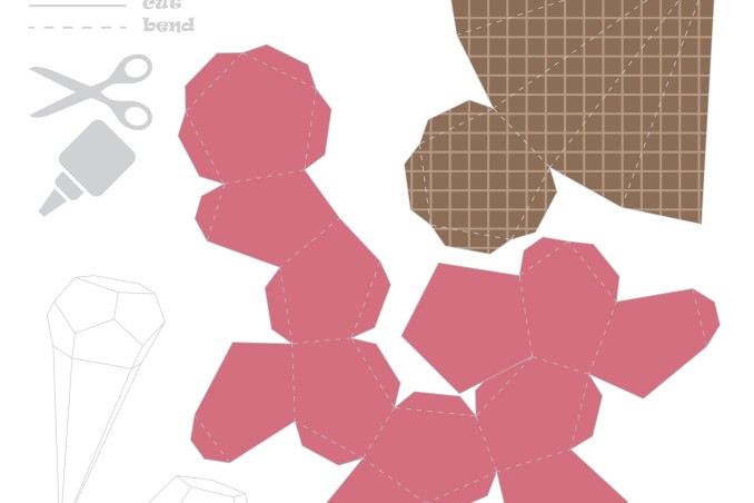 gelati di carta tridimensionali, gelati di carta fai da te