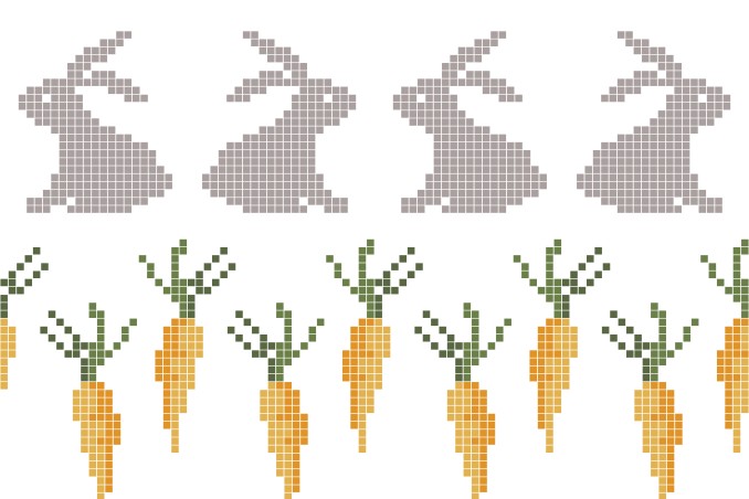 conigli a punto a croce, conigli punto croce, conigli punto croce schemi